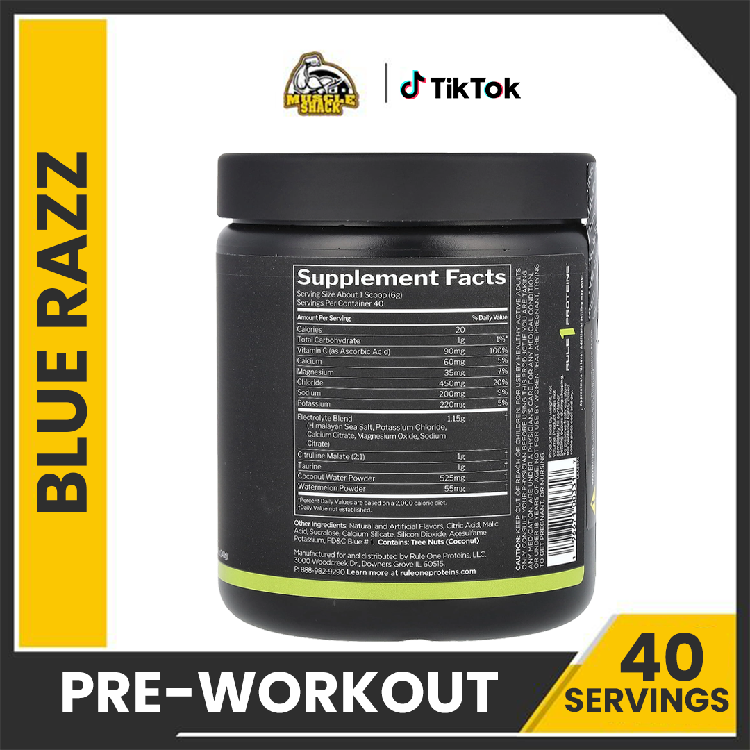 Rule 1 LYTES - 40 Servings, Blue Razz Flavor | Hydration Support Mix | Pre-Workout