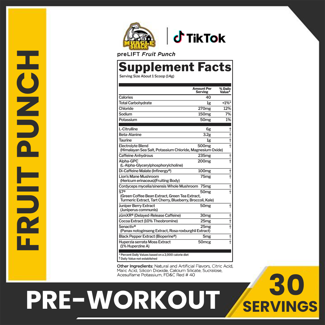 Rule 1 R1 PreLIFT 30 Servings | Fruit Punch Advance Pre-workout Supplement, Boost Energy & Power