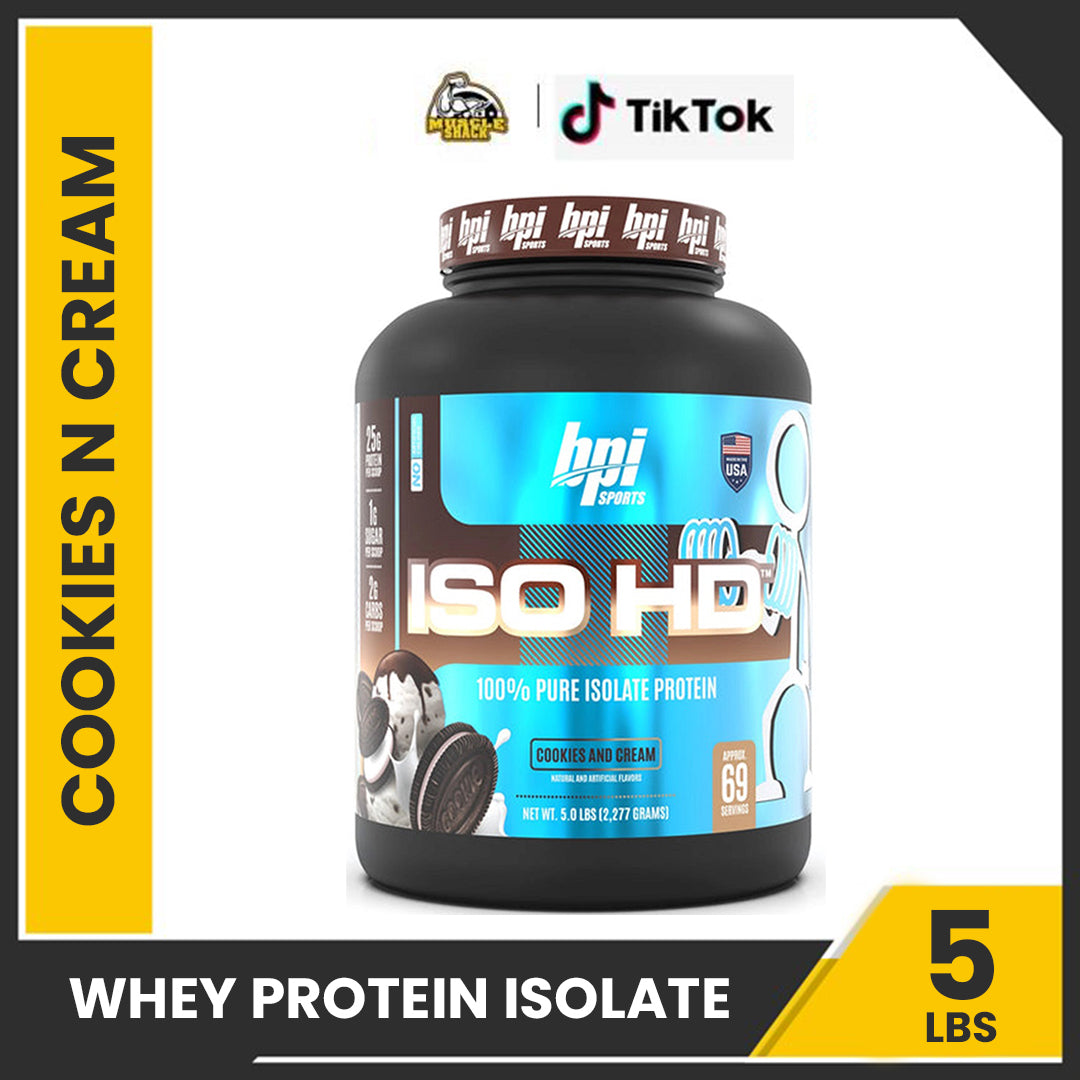 BPI Sports ISO-HD: Fast Acting Muscle Building Whey Protein Shake - 5lbs - Chocolate Brownie