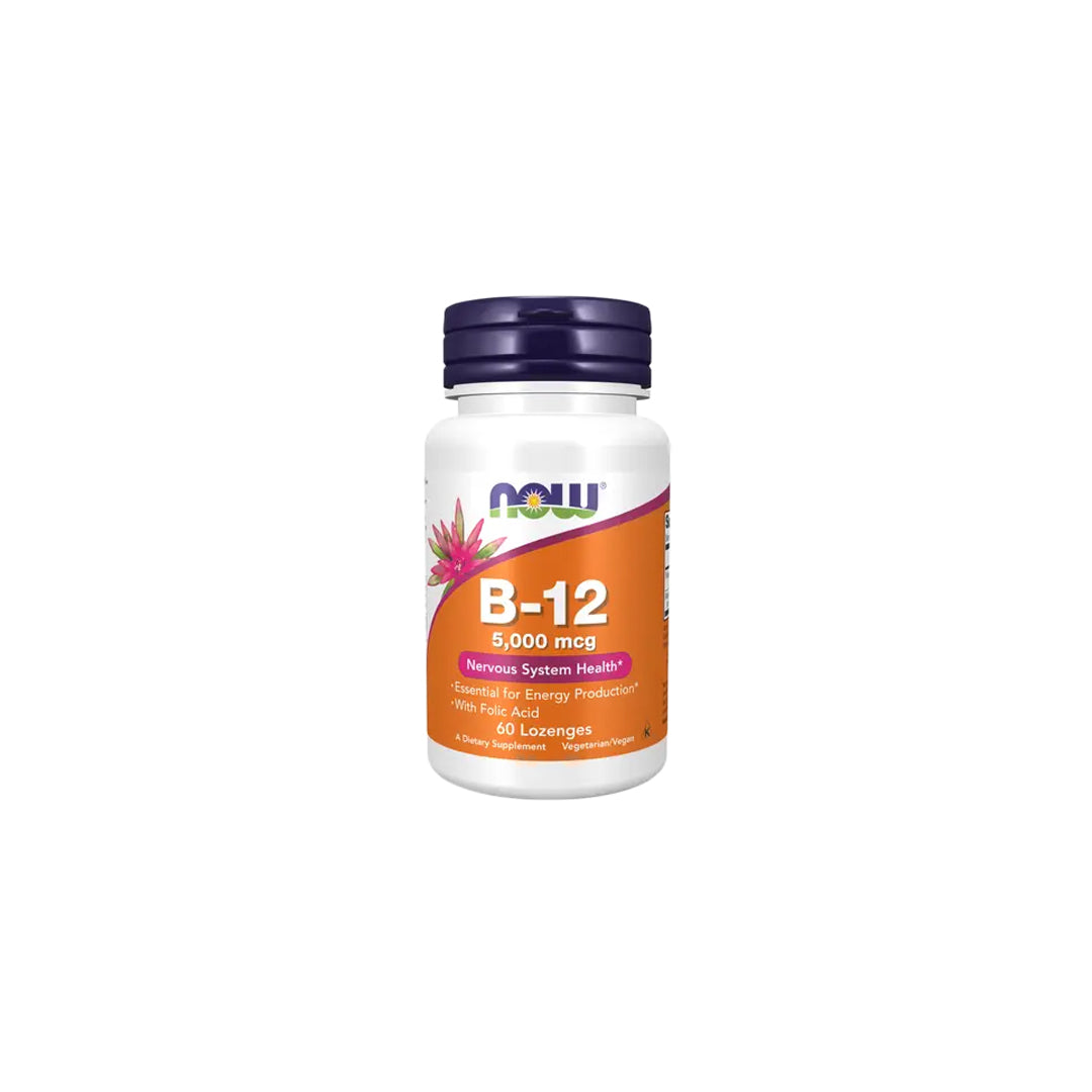 Now Foods Vitamin B-12 (5,000mcg) With Folic Acid - 60 Lozenges