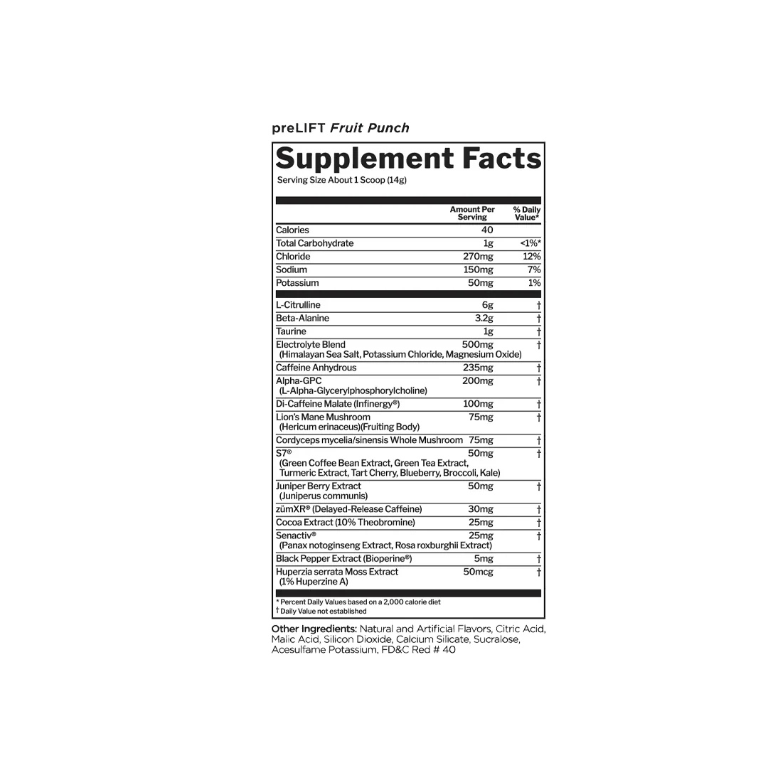 Rule 1 R1 PreLIFT 30 Servings | Fruit Punch Advance Pre-workout Supplement, Boost Energy & Power