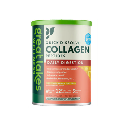 Great Lakes Collagen Powder Quick Dissolve Collagen Peptides - Daily Digestion - Honey + Cinnamon - 14 Servings | Collagen peptides | For digestive | Immune health | Collagen for men and women