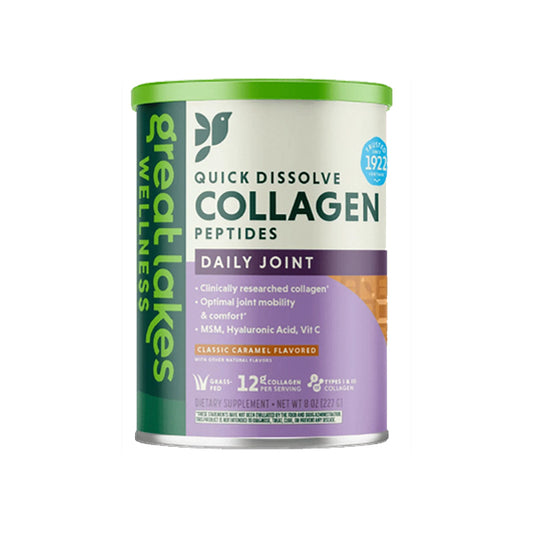 Great Lakes Wellness Collagen Powder Quick Dissolve Collagen Peptides - Daily Joint - Classic Caramel - 16 Servings