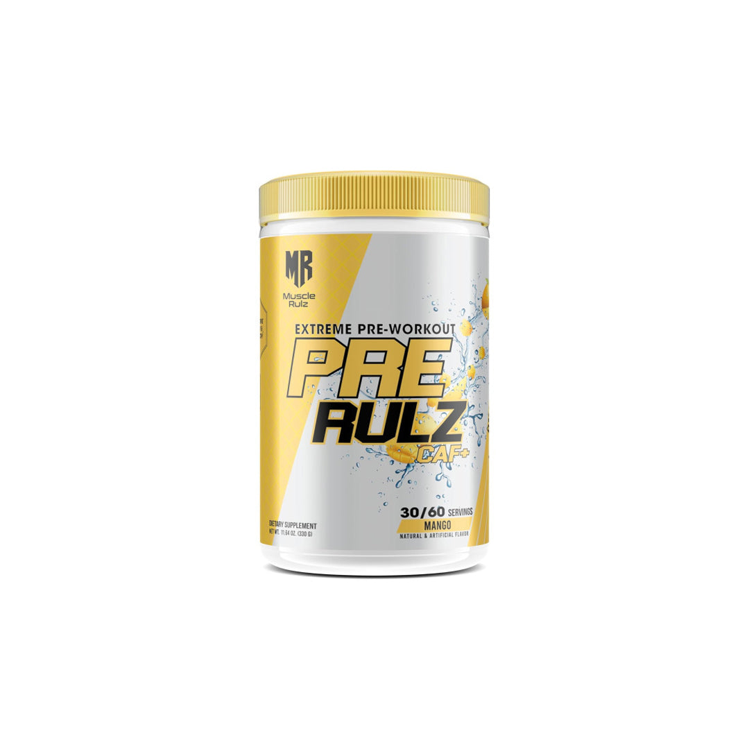 MUSCLE RULZ PRE RULZ CAF+ EXTREME PRE-WORKOUT - 30 SERVINGS MANGO